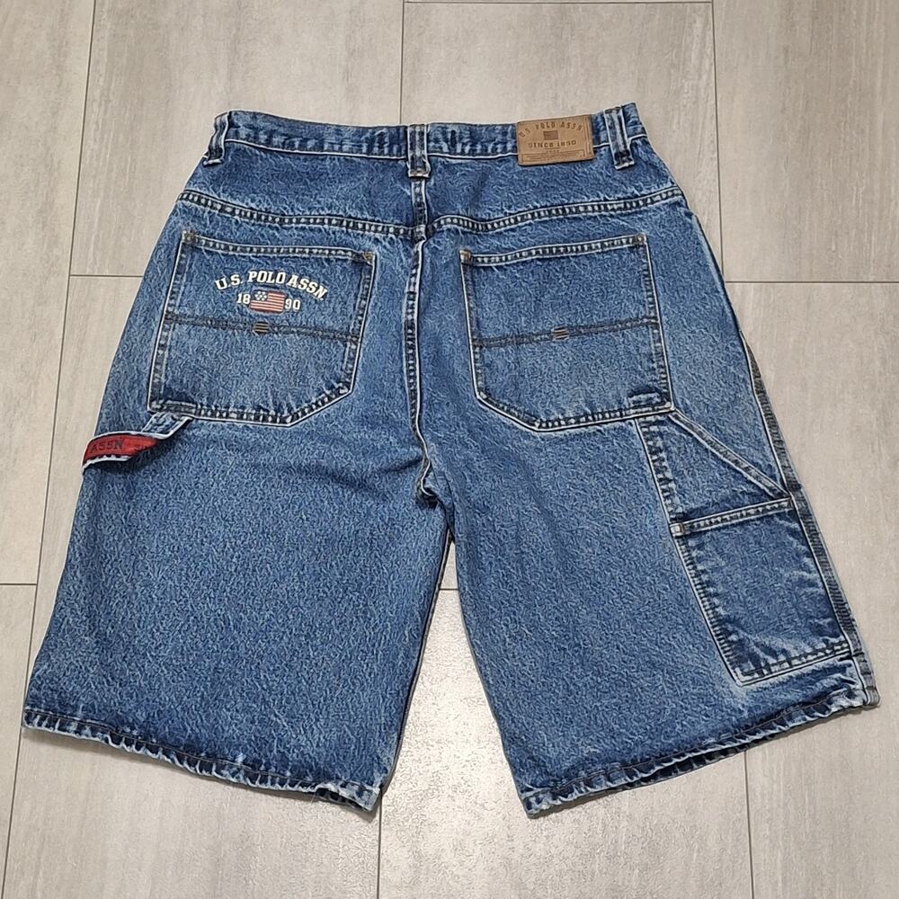 VTG US Polo Assn Shorts Mens 34 Blue Baggy Carpenter Hip Hop Y2K